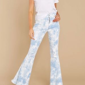 NWT Blue Tie Dye Bell Bottom Jeans